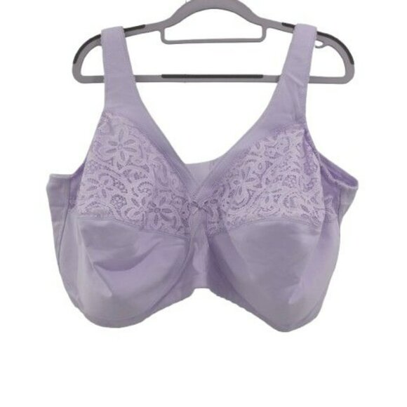 NWOT Glamorise Full Figure MagicLift Cotton Wirefree Support Bra 56DD Purple - Picture 1 of 5